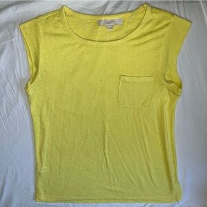 LOFT neon yellow / lemon short / cap sleeve knit tunic shirt